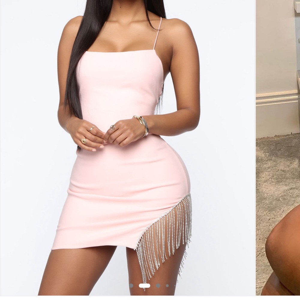 Fashion Nova Blush Pink Mini Dress with Fringe